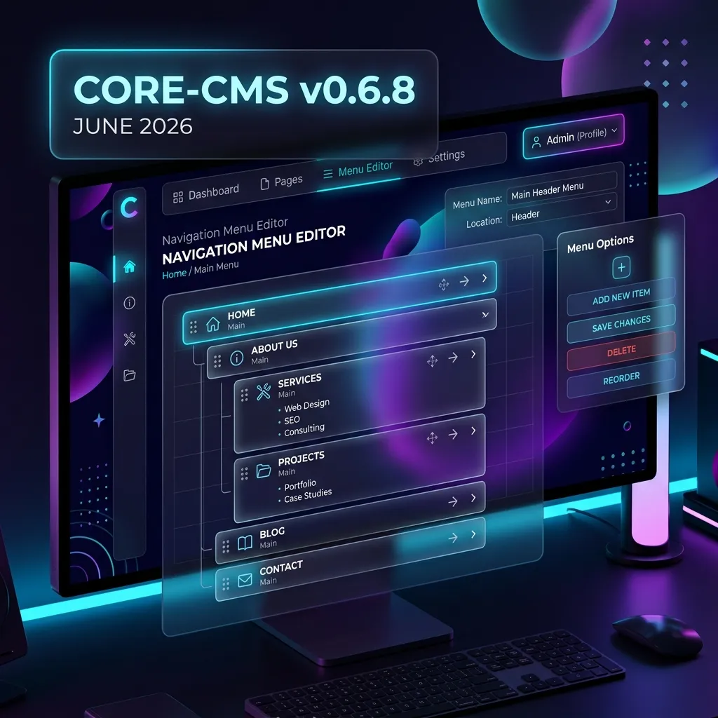 Core CMS v0.6.8: Native Drag-and-Drop Navigation & Rich Search Results